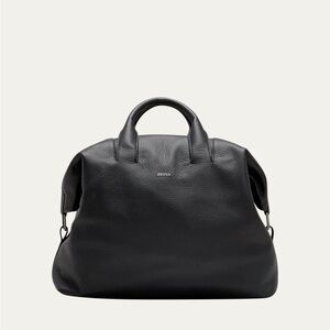 EUC! Zegna foliage holdall deerskin travel bag detachable shoulder strap black